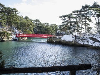 The bridge leading to Oshima Island, one of the many islands at Matsushima Bay