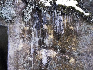 Icicles dangling from the concrete walls! Some of them were almost 1 metre long