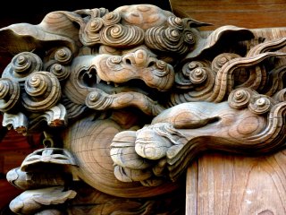 Beautifully carved shishi - a mythical animal with protective powers