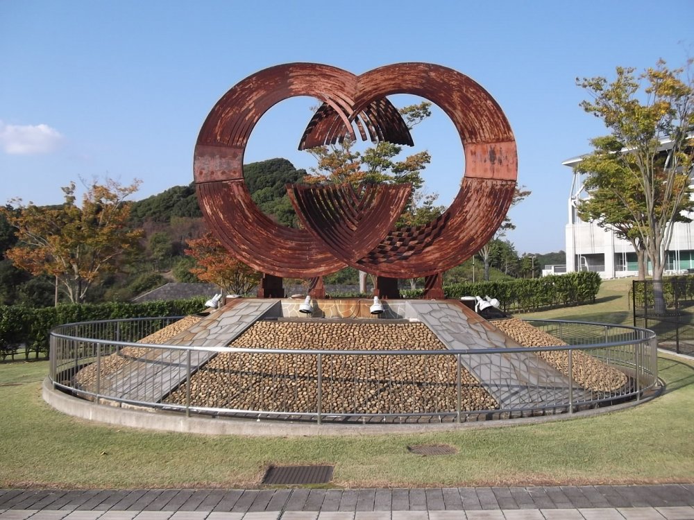 A sculpture on the approach to the stadium