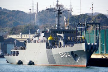 <p>In Nagaura Port, you can see the Oceanographic Research Ship also known as&nbsp;AGS &quot;Hutami&quot; Class 5104 &quot;Wakasa&quot;</p>