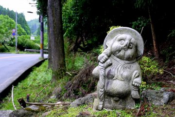This tanuki statue seems to be looking askance at me