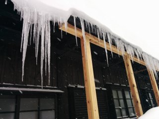 Support beams are brought out during winter to protect some of the more fragile buildings