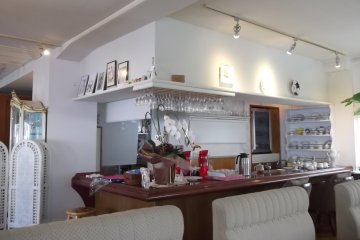 <p>The view of the serving counter from my seat</p>