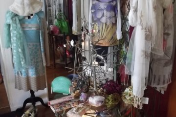 <p>Some overspill at the front of Boutique Chaton</p>