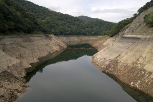 The water level drops to less than 50 percent in fall.