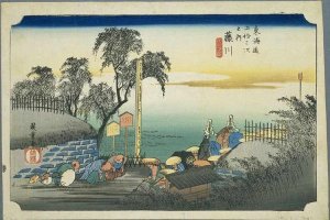 The 37th stop along the Tokaido as depicted by Hiroshige.