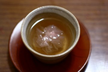 <p>A cup of homemade sakura tea</p>
