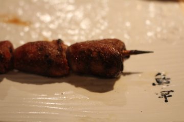 <p>A special yakitori of chicken hearts, not chewy as you may expect</p>