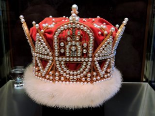 One of two magnificent crowns featuring pearls