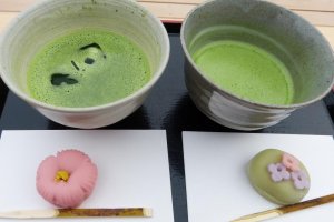 中島の御茶屋でいただくお抹茶と和菓子