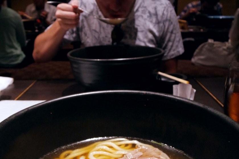 The Shabu Shabu Udon at one of their communal tables in the back area of the restaurant