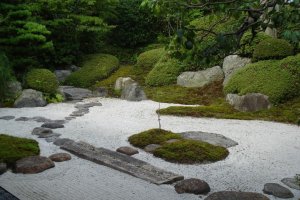 The rock garden at Jomyoji Temple, viewed from the tea house
