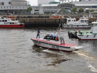 A police boat setting off