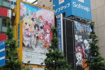 <p>Amazing to look up and see the many anime artworks</p>
