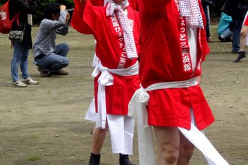 <p>The rice festival begins with a few dances by masked performers</p>