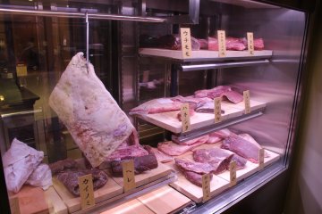 <p>The aged beef on display</p>