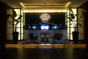 The hotel lobby