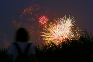 Girl watching fireworks