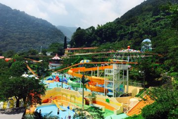 <p>A view of the water park activity on this hot day.</p>