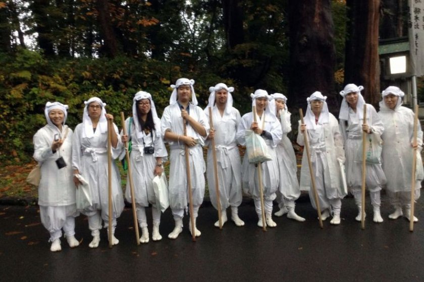 Yamagata tourists on a pilgrimage at Dewa Sanzan