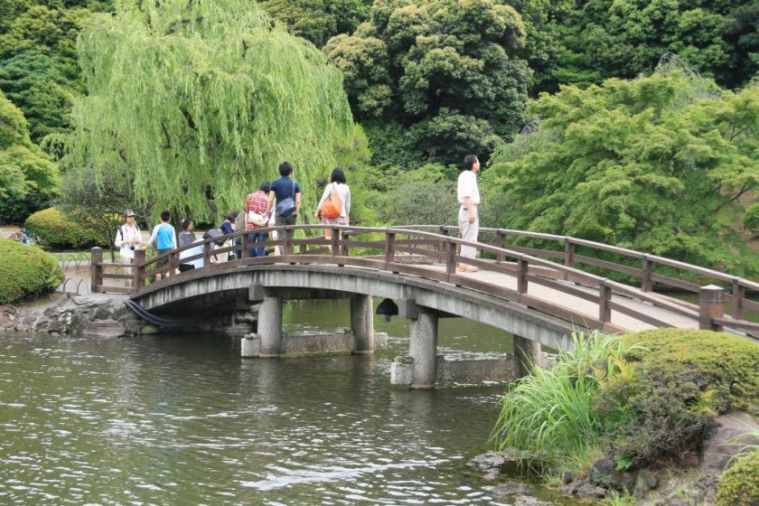 Bridge over the popular Japanese pond