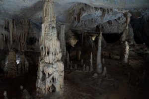 Newer and smaller stalactites and stalagmites.