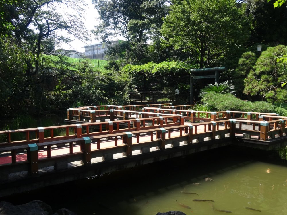 A bridge in the small garden next to the Togo Shrine