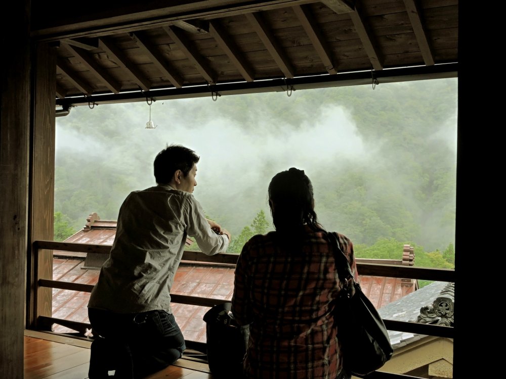 Visitors watching the clouds from the second floor &nbsp;