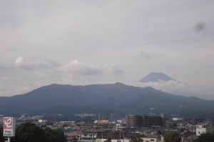 The view of Mount Fuji from the rooftop parking