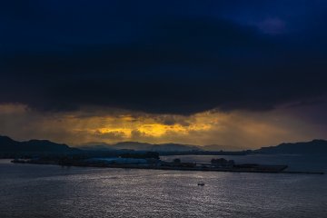 Moody scenes as sun sets over Tokushima