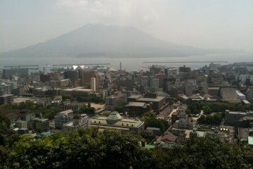 Sakurajima and Kagoshima City.