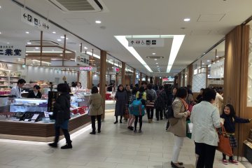 The first floor of the expanded Midori Department Store, which occupies much of the new west side of the station.