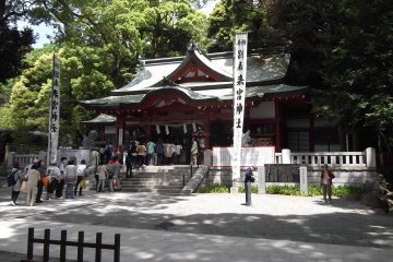 <p>The main hall at Kinomiya-jinja</p>