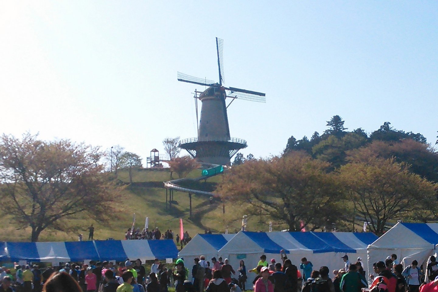 The windmill overlooking the registration area for the runners.  You can see the windmill from across the lake as well.