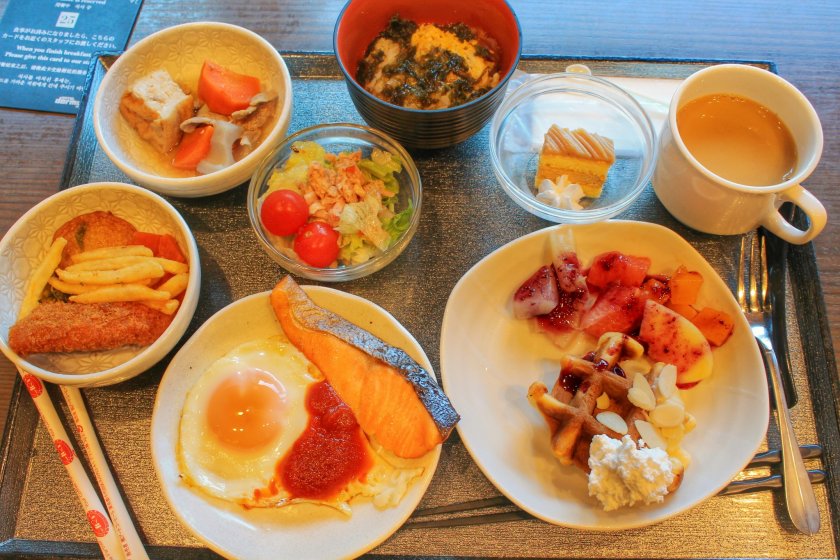 The large selection of the buffet style breakfast