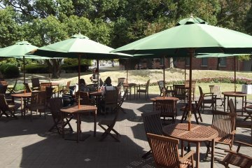 <p>Tables outside the cafe</p>
