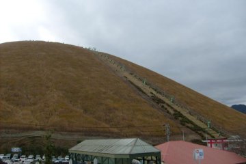 The chairlift going up the side of the volcano