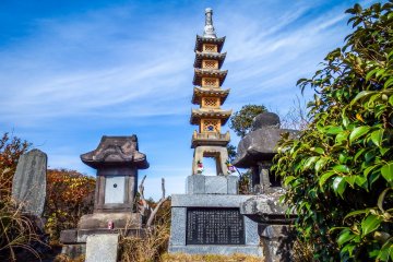 At the top of this hill are several monuments including this miniature 5 story pagoda
