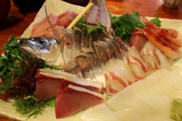 Seafood lunch at Abura-ya restaurant at Funaya-no-sato road station.