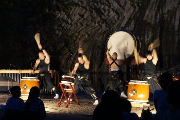 A Japanese taiko performance enhanced by the natural amphitheater at Genbudo Park