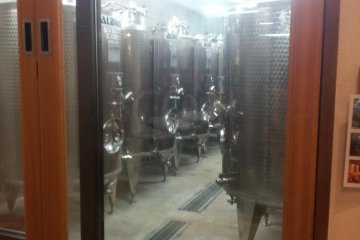Windows open up onto the inner workings of the winery