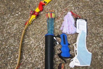 Equipment: Bow, arrows, quiver, arm and finger guards, chest guard, arrow cleaner and a score sheet