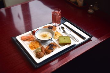 A selection of foods from the buffet breakfast