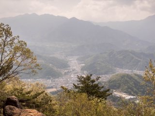 Otsuki City sitting in the valley below 