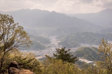 Otsuki City sitting in the valley below 