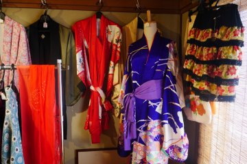 A few Kimono with artistic designs adorn the space