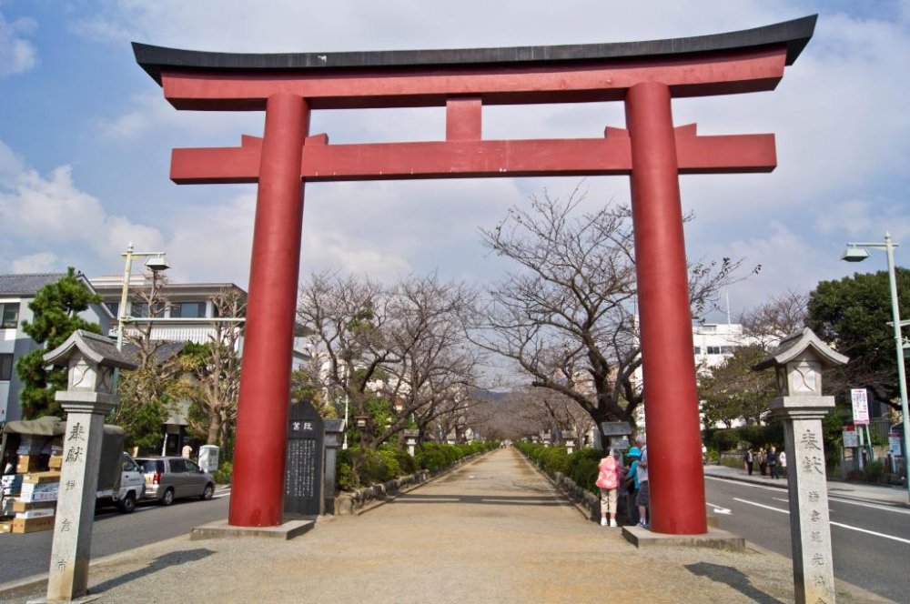 A Torii, or gate, on Wakamiya-oji avenue