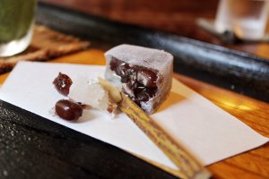 Traditional Japanese sweets with black beans