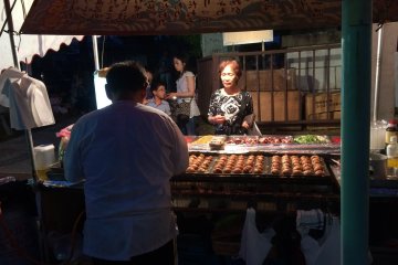 Takoyaki or octopus dumplings are festival food@